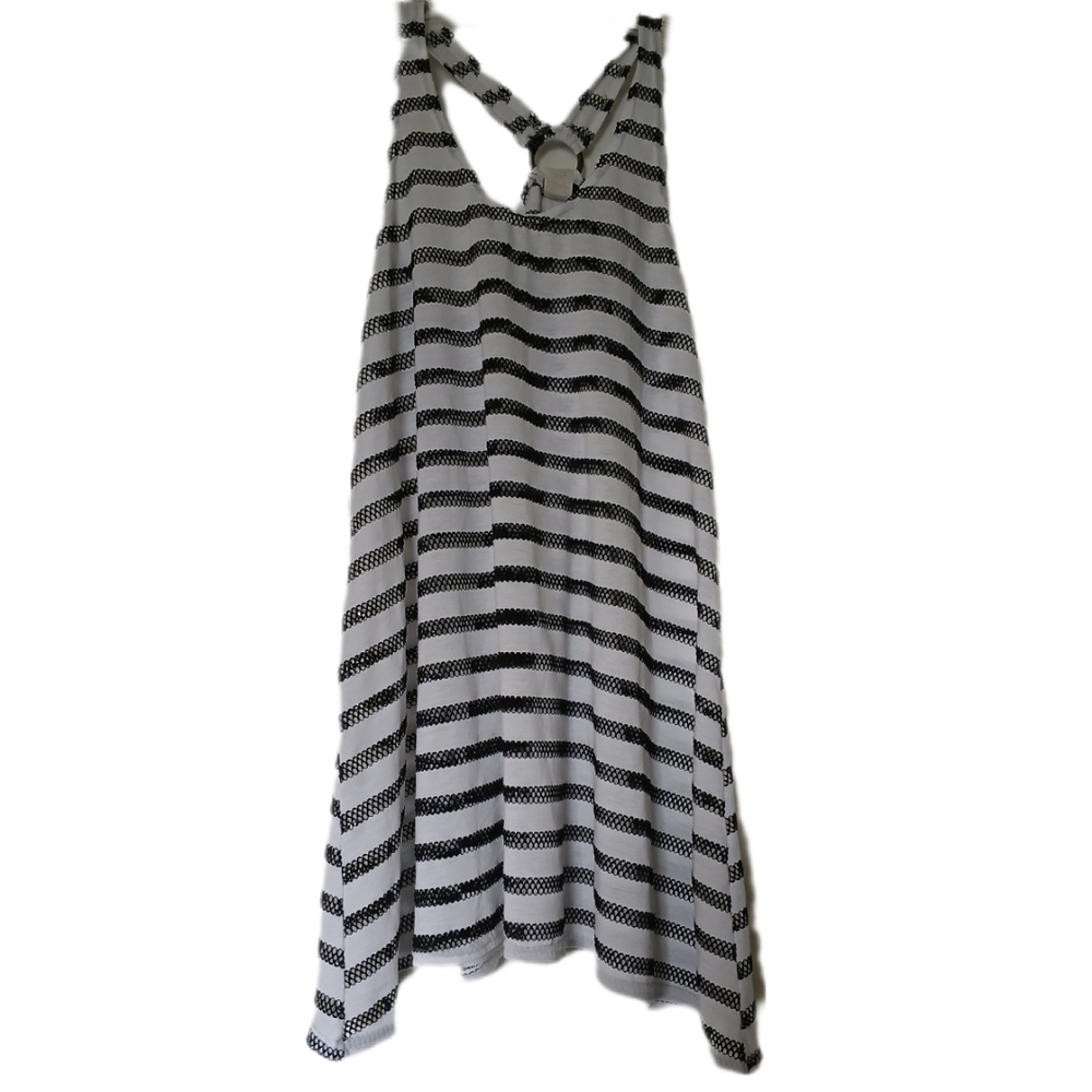 Cover Me Black and White Striped Dress Swim Cover Up Size S/P - Picture 2 of 5